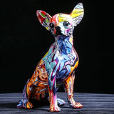 Chihuahua graffiti fargerik pyntegjenstand barglobus.no