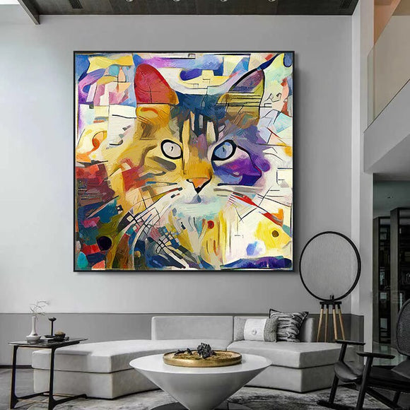 Fargerik katt bilde maleri kanvas