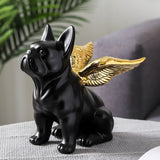 Fransk Bulldog statue skulptur interiør pyntegjenstand Gull engel
